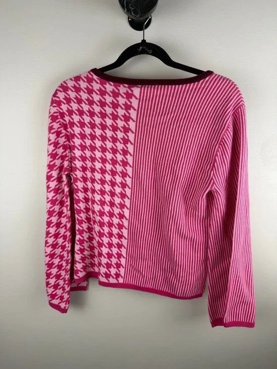 Pink Patterned Split-Panel Women's Sweater - Picture 3 of 6